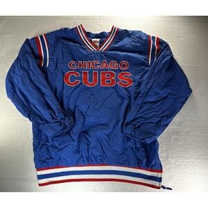 Vintage MLB Chicago Cubs Windbreaker Youth Size 14/16 Blue Embroidered Pullover